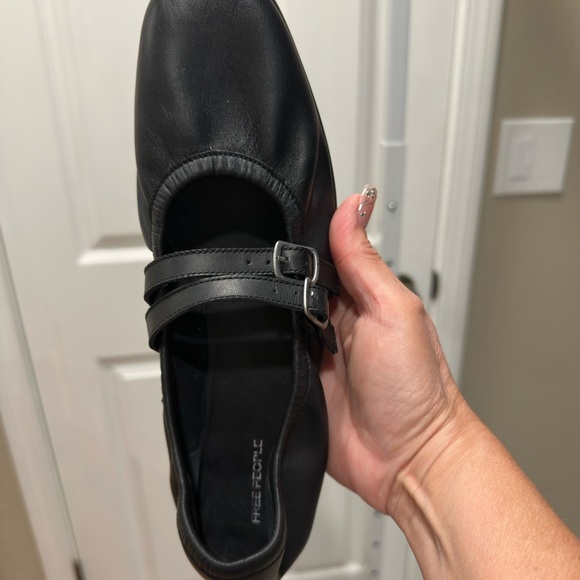 Free People Black Leather Buckle Flats - Gemini Ballet Flat - Picture 5 of 9